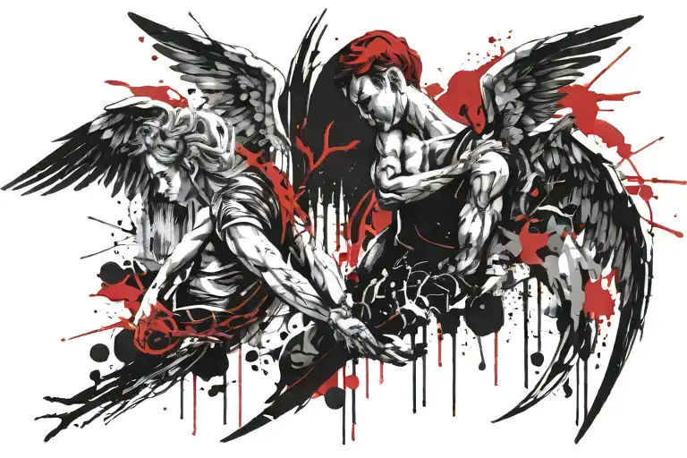 angels vs demons tattoo design idea