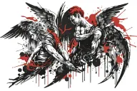 angels vs demons tattoo design idea
