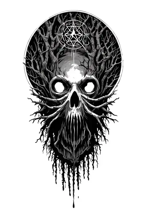 occultism symbologies forest shadow we wear tattoo design idea