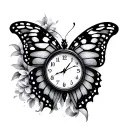 Butterfly Clock tattoo design idea