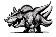 roaring triceratops tattoo design idea