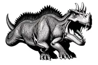 roaring triceratops tattoo design idea