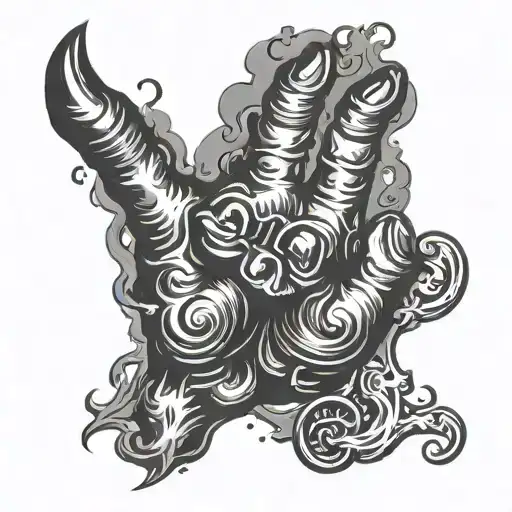Demon's hand, silhouette of a hand, lots of smoke, anger, suffocation. tattoo design idea