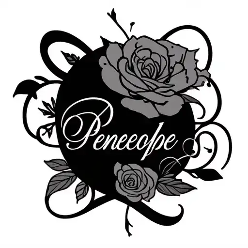 Penelope & jetsy name intertwined tattoo design idea