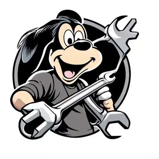 disney goofy holding automotive wrench tattoo design idea