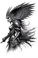 Demonic Valkyrie warrior tattoo design idea