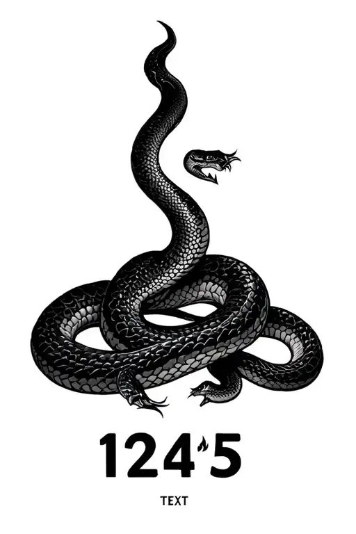 "1245" snakes and fires tattoo design idea