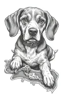 cross and beagle dog tattoo design idea