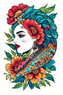 patchwork sleeve tattoo design idea