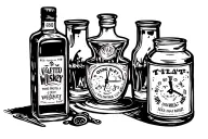 wiskey bottle 3:57 pm time tattoo design idea