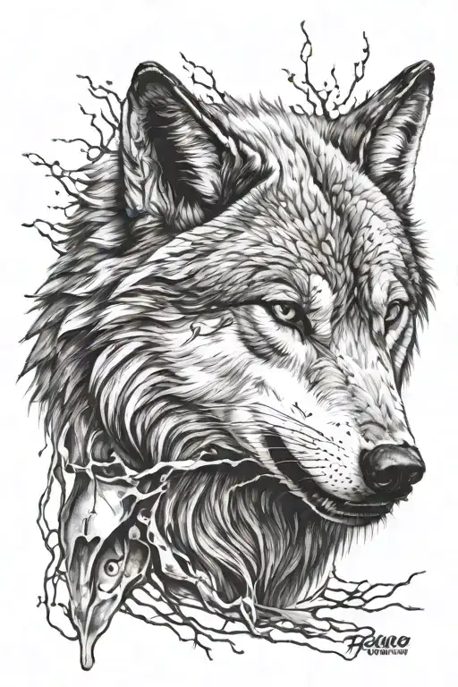 a wolf's head that tears the skin to escape the body tattoo design idea