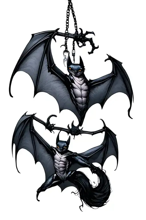 bat hanging tattoo design idea