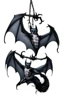 bat hanging tattoo design idea