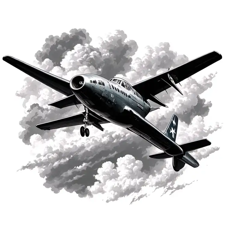 aeroplane taking off from rumway tattoo design idea
