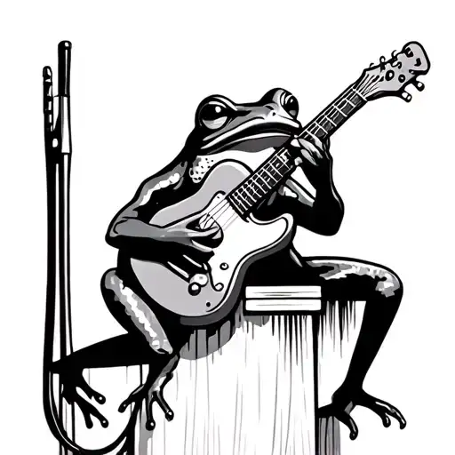 console frog playing a guitar tattoo design idea