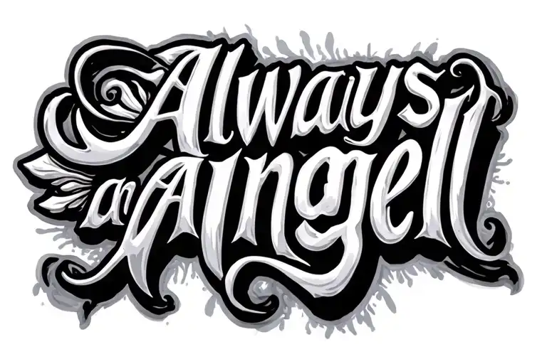 "Always an angel" Old English tattoo design idea