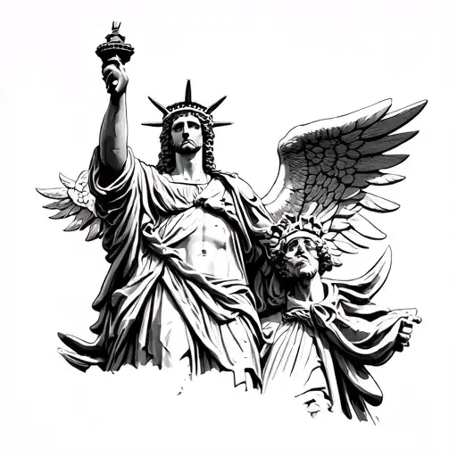 zues saint michael icuras statue of freedom tattoo design idea