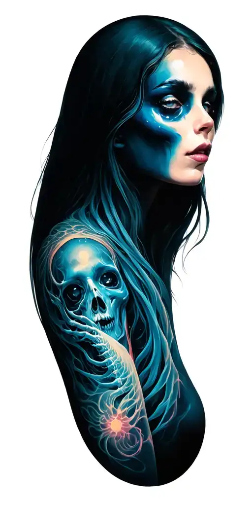 Ghost, cancer, mysterious, fashionable tattoo design idea
