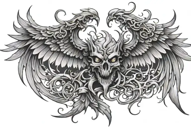 demonic wings spread tattoo design idea