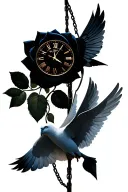clock with a rose with a dove with a bow arrow with a motorcycle chain with a Greek god tattoo design idea