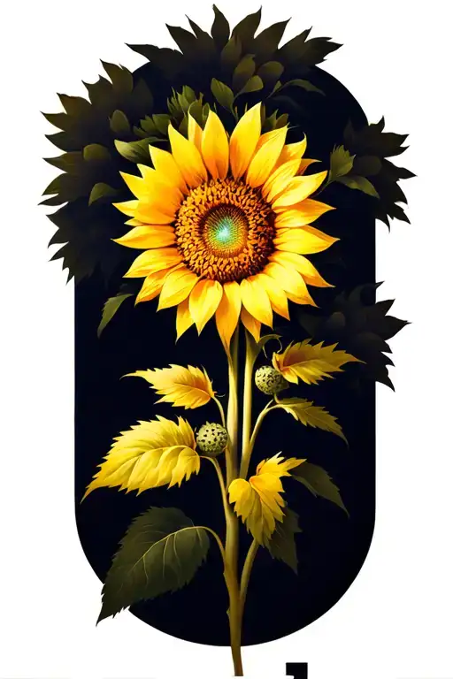 sunflower blooming tattoo design idea