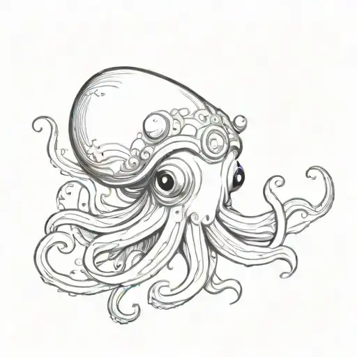 cute baby squid tattoo design new school colorful well detailed tattoo design idea