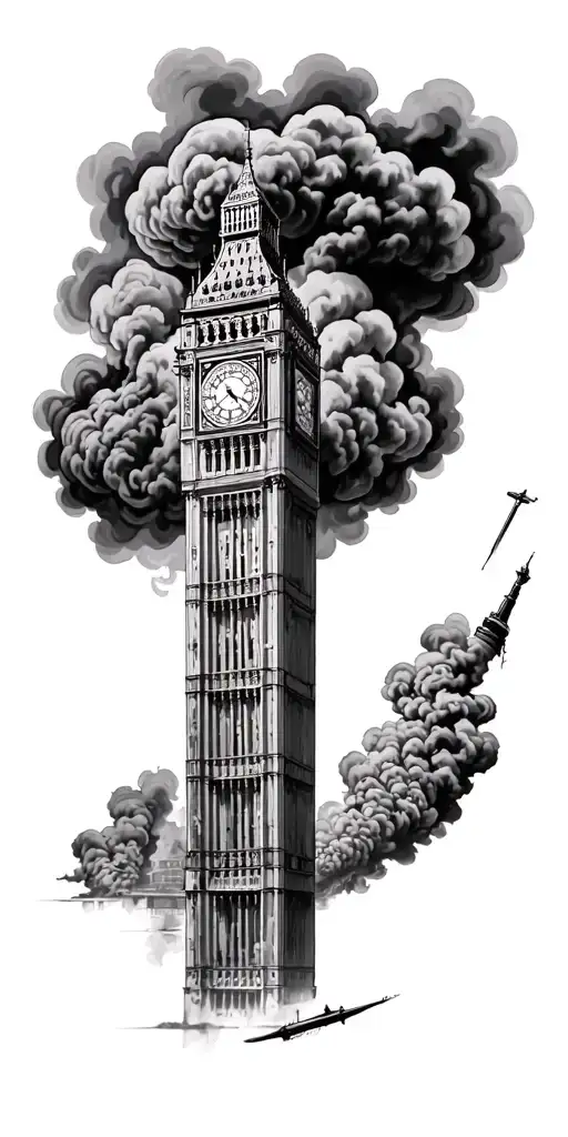 World War Two London bombing spit fires tattoo design idea