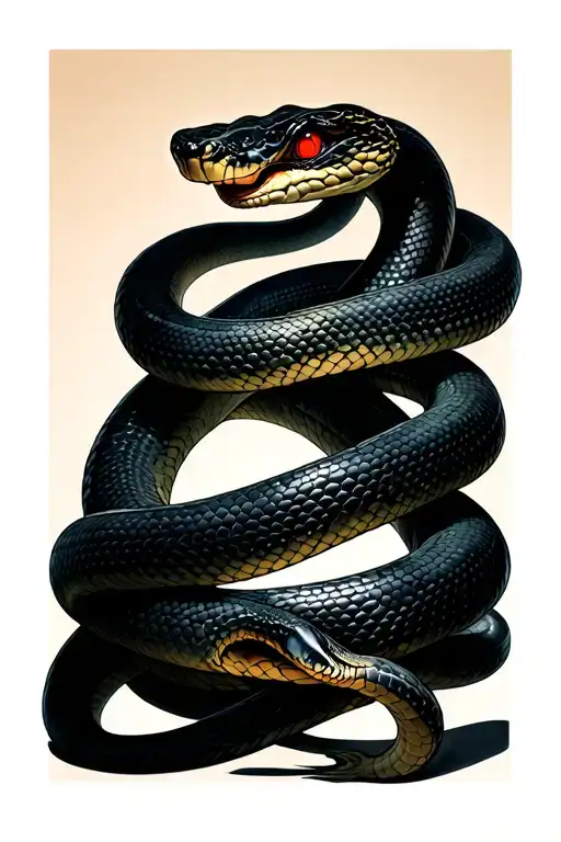 Snake wrapped around arm with red eyes  tattoo design idea