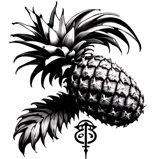 pineapple with infertility symbol underneath tattoo design idea