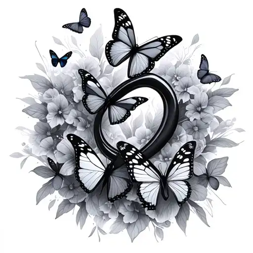 Infinity symbol with butterflies tattoo design idea