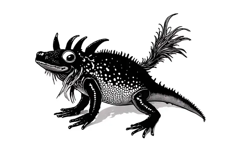 stevie nicks as an axolotl dancing tattoo design idea