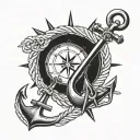 anchor, nautical rope, compass tattoo design idea