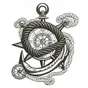anchor, nautical rope, compass tattoo design idea