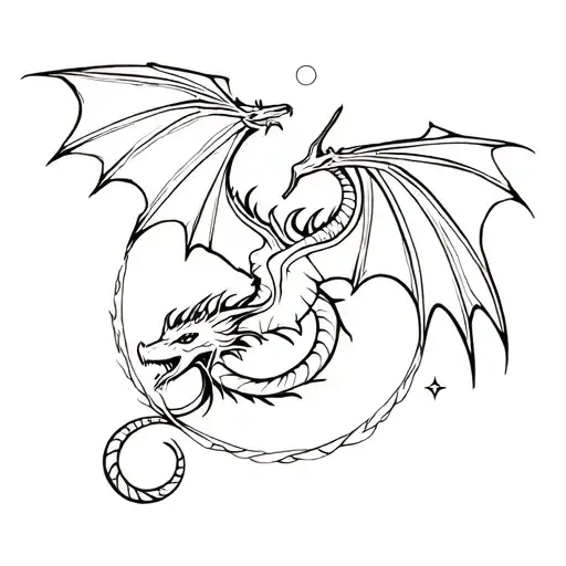 dragon bat celestial themed tattoo tattoo design idea