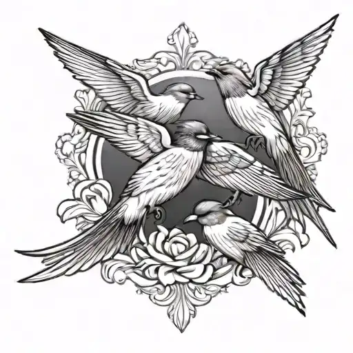 three swallows on the shoulder tattoo design idea