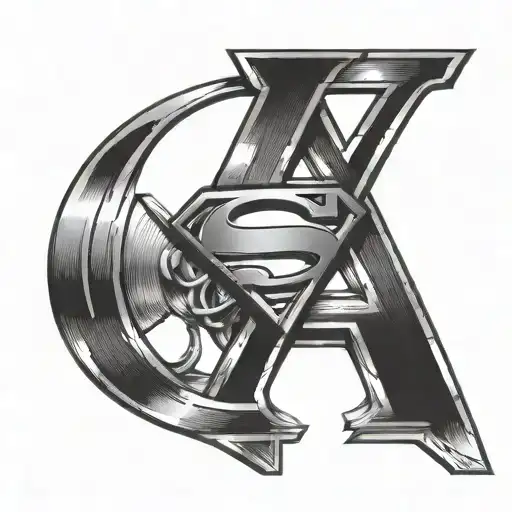 superman logo inside the letter X with collegiate font  tattoo design idea