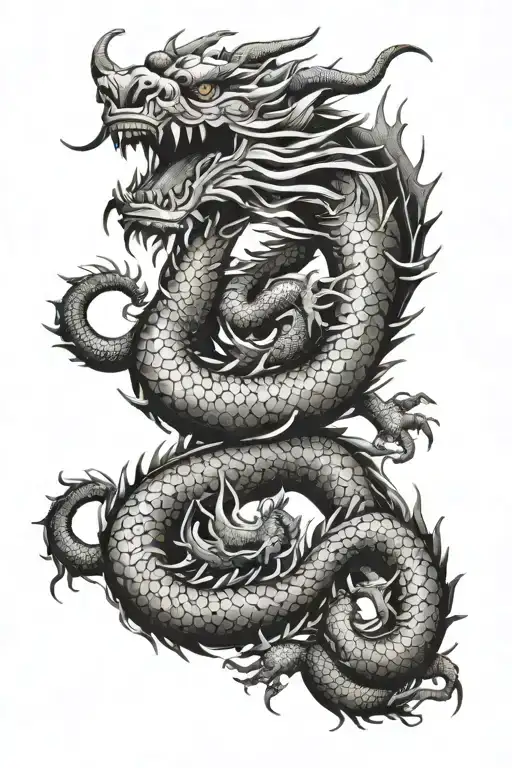 chines dragon wrapped tattoo design idea