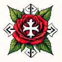 Lutheran rose with Jerusalem cross tattoo design idea