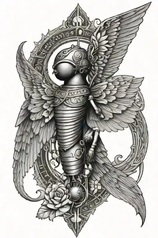 Egyptian beetle spreading angel wings, the eye of horus above and an Ânkh below and in the body of the beetle a lotus fl tattoo design idea