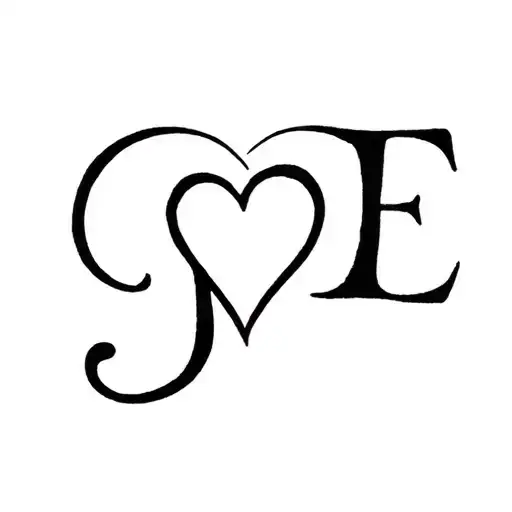 letters J "heart" E tattoo design idea