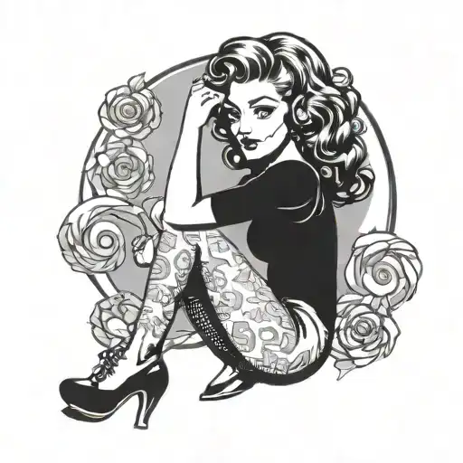 retro pinup girl tattoo design idea