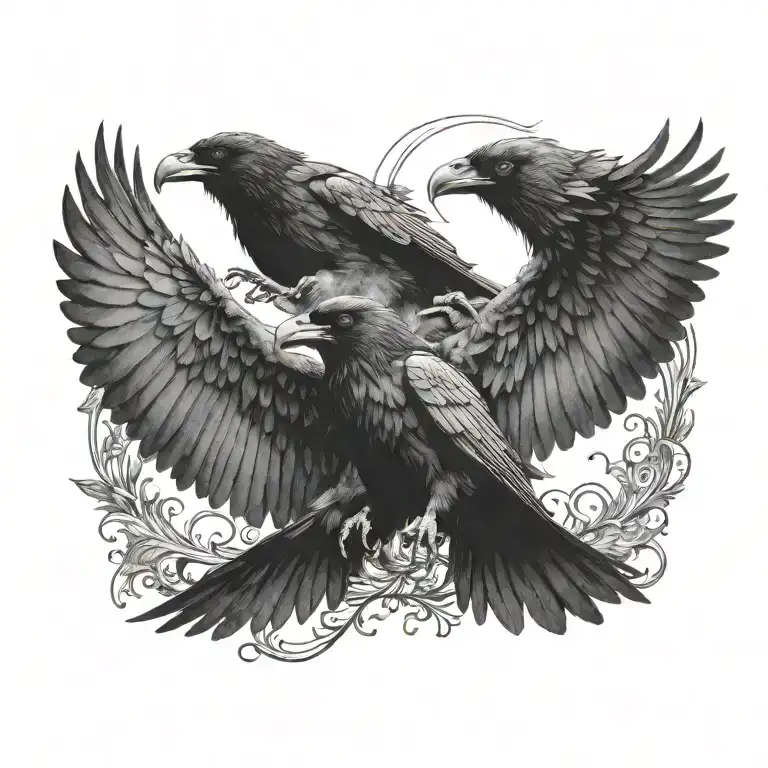 hugin and munin raven flying chest tattoo tattoo design idea