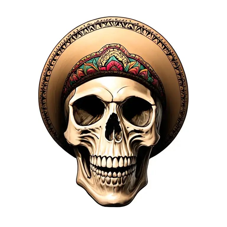 skull with sombrero on tattoo design idea