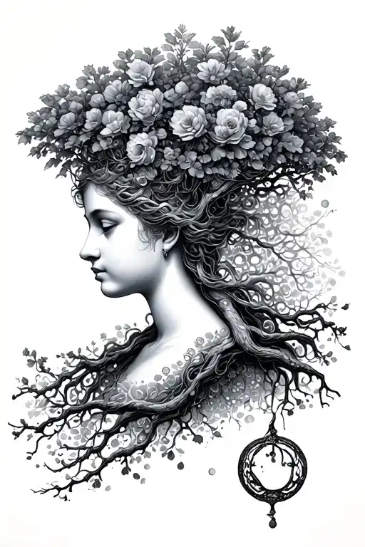 Klimt medicine hygieia and tree of life behind it from top right tattoo design idea