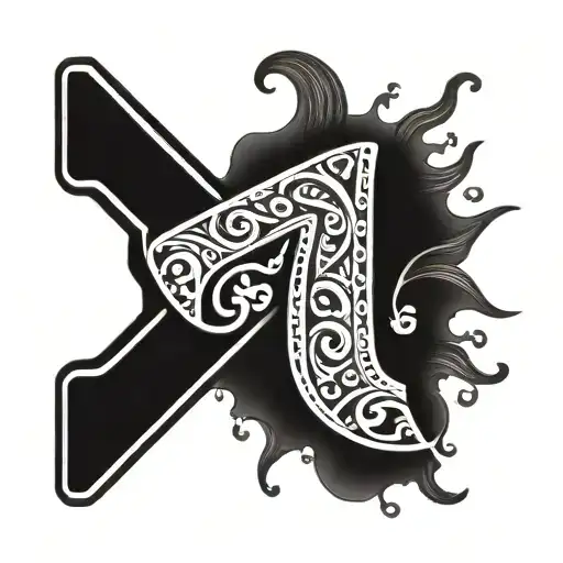 Boomerang with letter j and s letter tattoo design idea