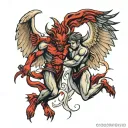 devil fighting angel wings tattoo design idea