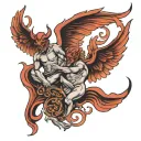 devil fighting angel wings tattoo design idea