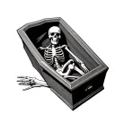 coffin skeleton laying tattoo design idea