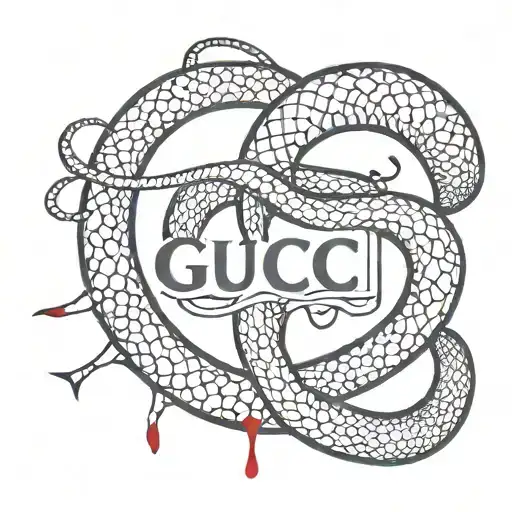 "SLATT" in a gothic font, colored red, blood drops at bottom, with gucci snake wrapping around it tattoo design idea