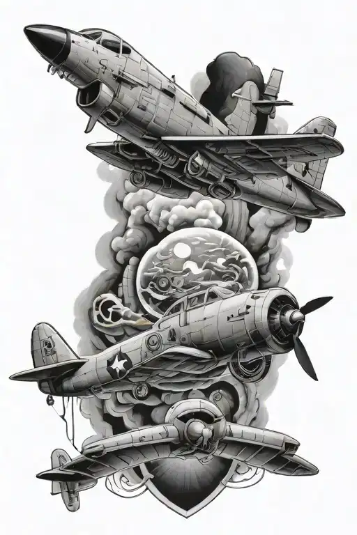 tattoo inspired by the story of my father, which he was a mechanic of military planes  tattoo design idea